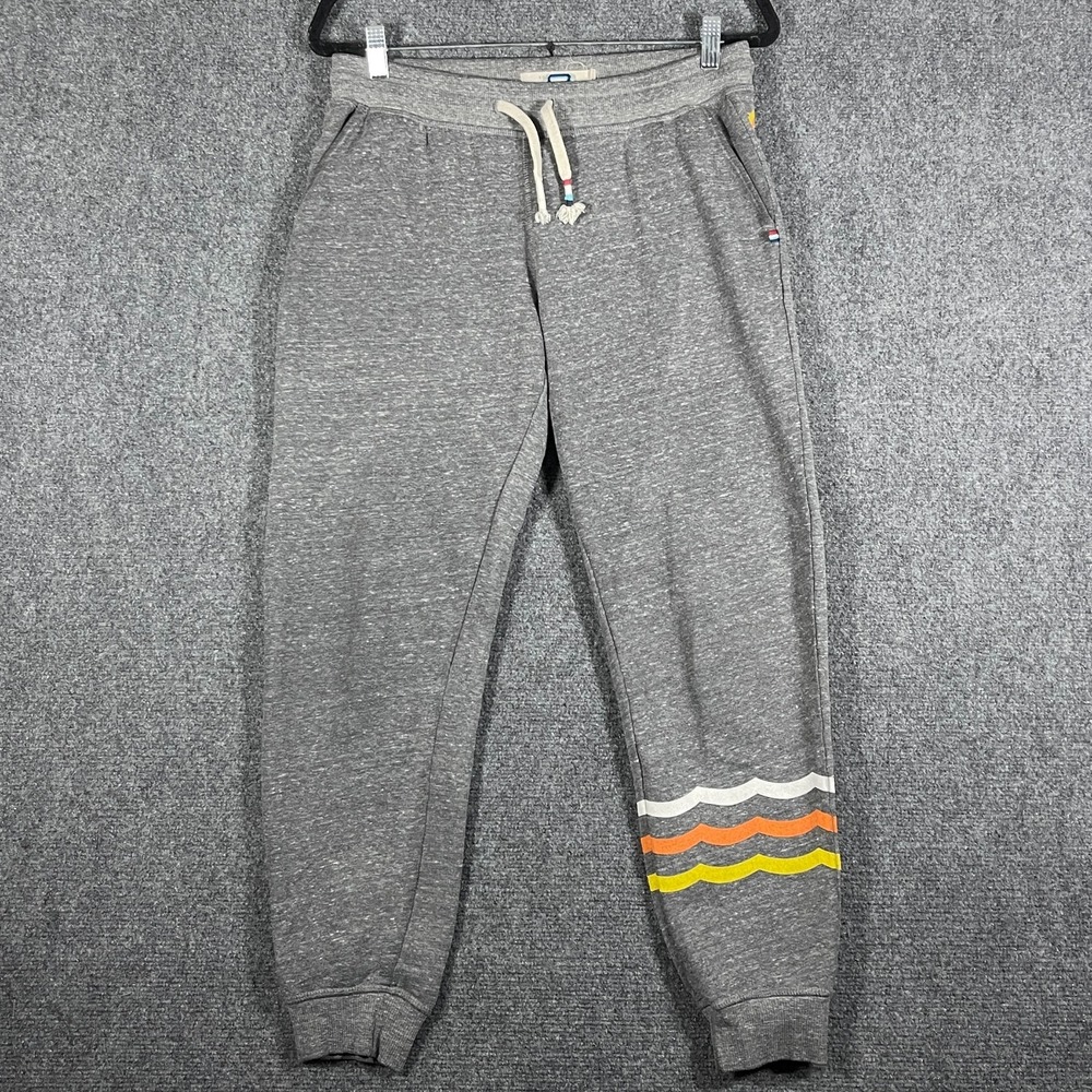 Sol Angeles Joggers Heather Gray Orange Wave Essential Sweatpants Size Medium